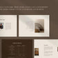 Templates for Canva, PowerPoint, and Adobe InDesign on a brown background
