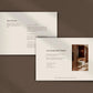 Two brochures on a brown background, one titled 'Our Process' and the other inviting viewers to begin a project.