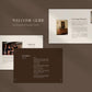 Set of design guides or brochures on a brown background