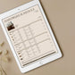 Tablet displaying a 'Hardware Schedule' on a beige background with dried flowers.