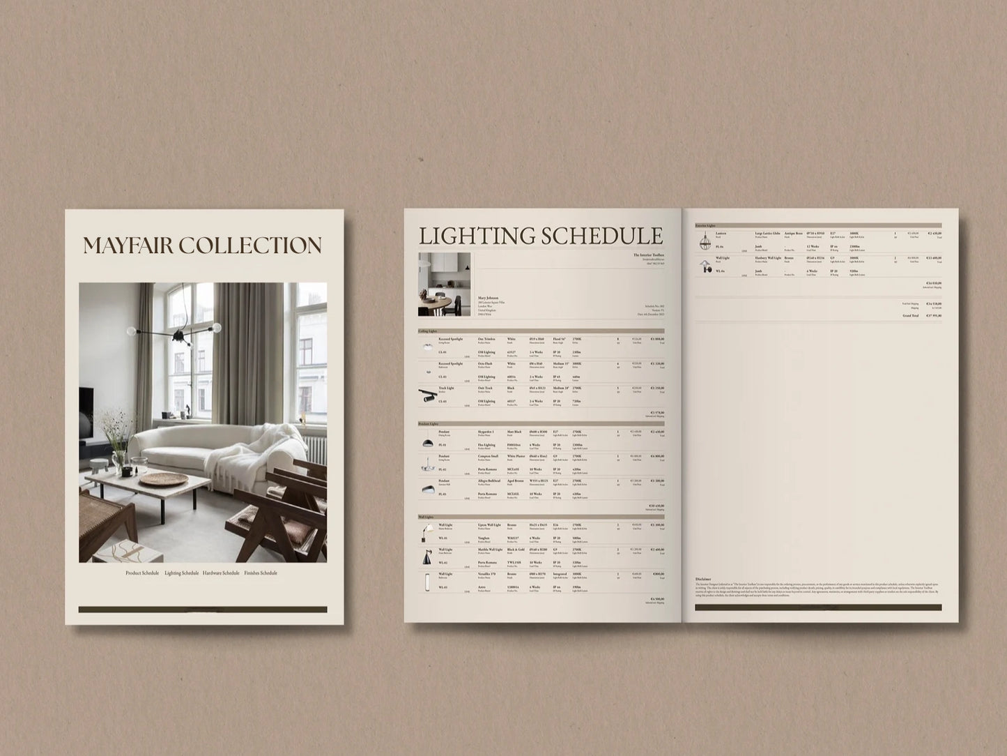 MAYFAIR | Design Presentation + FF&E  Schedule System