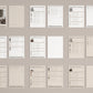Set of printed schedules and documents on a beige wall.