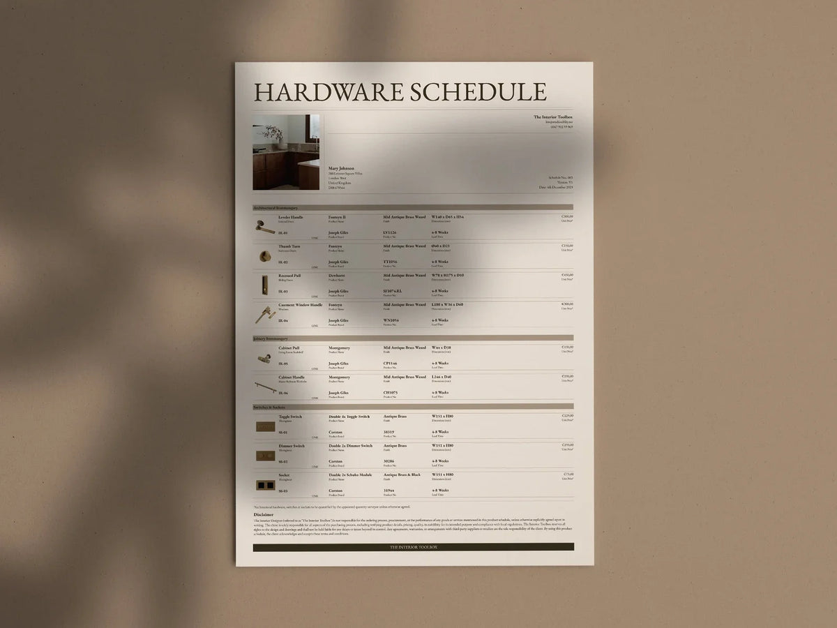 Hardware Schedule.pdf FF&E Schedule & Project Specifications Template – Slfmade.co