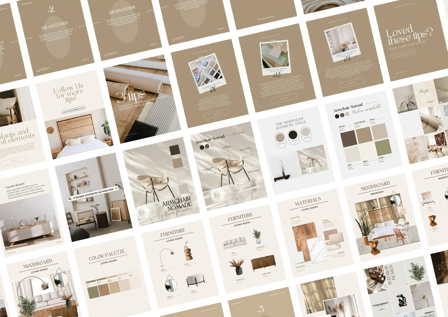 Interior Design Social Media Pack | Mediterranean Warmth [200 Posts]