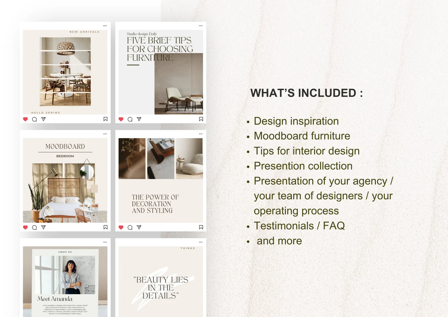 Interior Design Social Media Pack | Mediterranean Warmth [200 Posts]