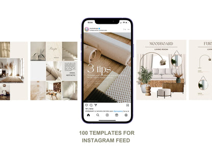 Interior Design Social Media Pack | Mediterranean Warmth [200 Posts]