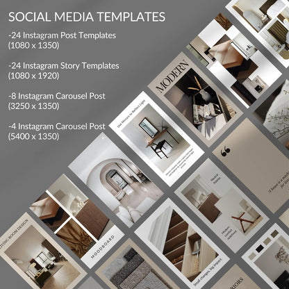 Interior Design Social Media Pack | Minimalist Editorial [60 Posts]