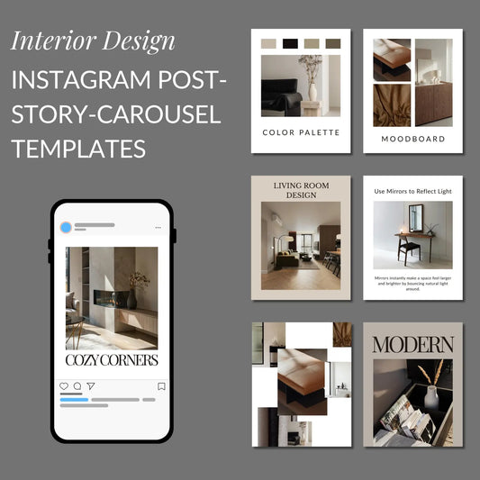 Interior Design Social Media Pack | Minimalist Editorial [60 Posts]