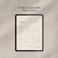 Digital tablet displaying an invoice on a textured beige background with 'Hudson Collection' branding.