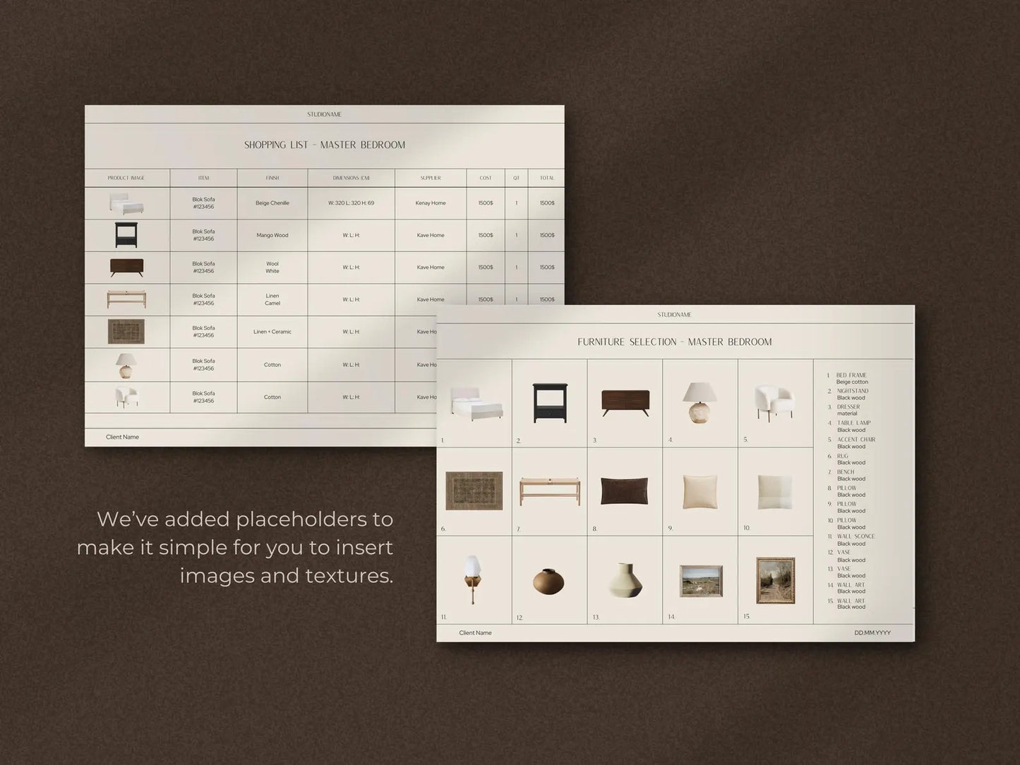 TRIBECA | Design Presentation + FF&E  Schedule System
