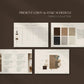 Brochure pages from the Tribeca Collection on a brown background
