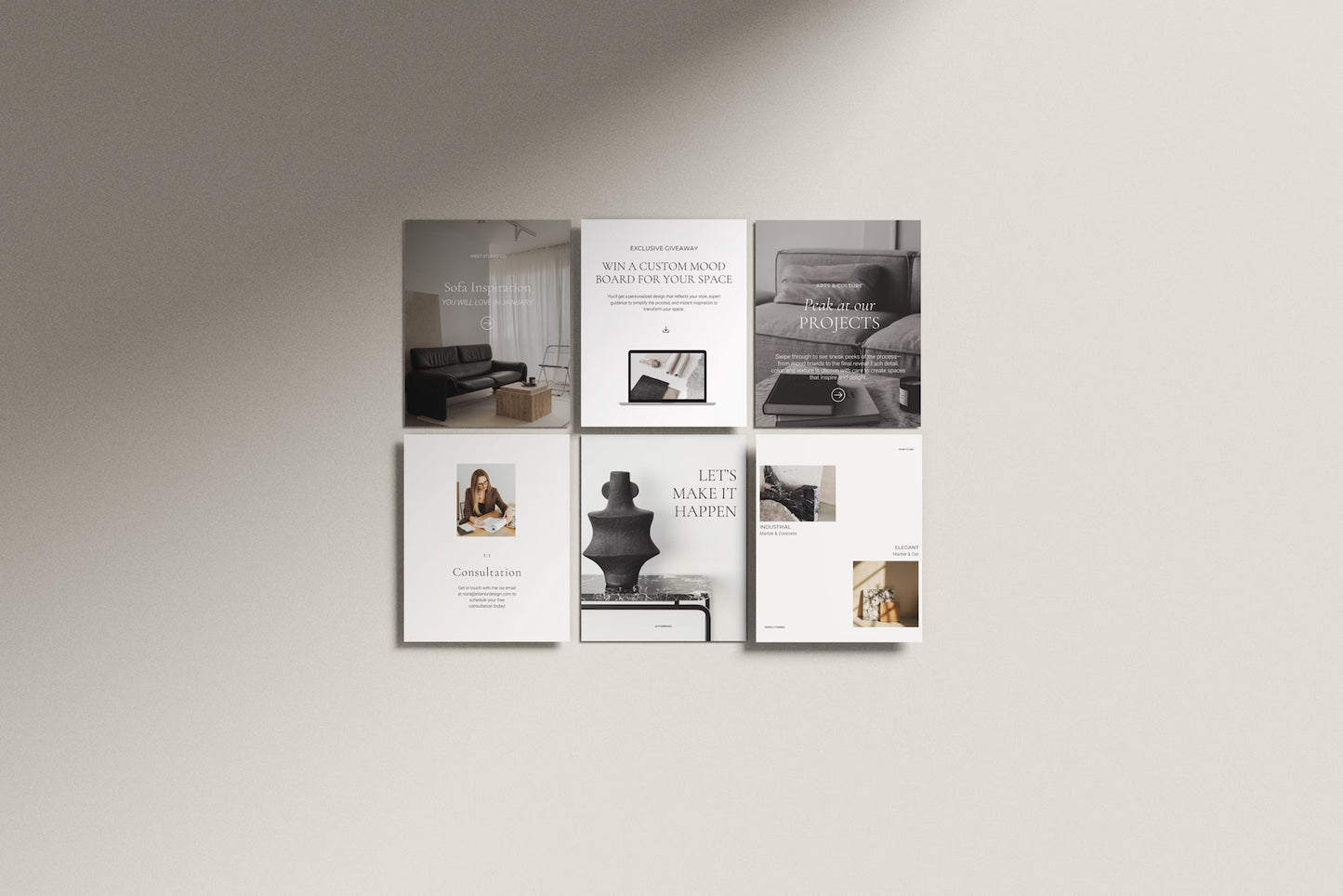 Interior Design Social Media Pack | Soft Neutral [210 Posts]
