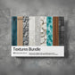 Textures Bundle packaging with various texture samples on a gray background