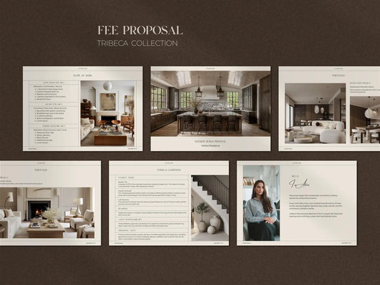 Fee proposal for Tribeca Collection with images of interior spaces.