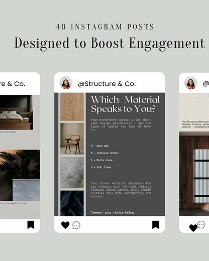 Promotional graphic for Instagram posts designed to boost engagement, featuring @Structure & Co. branding.