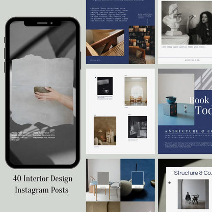 Interior Design Social Media Pack | Mediterranean Classic [40 Posts]