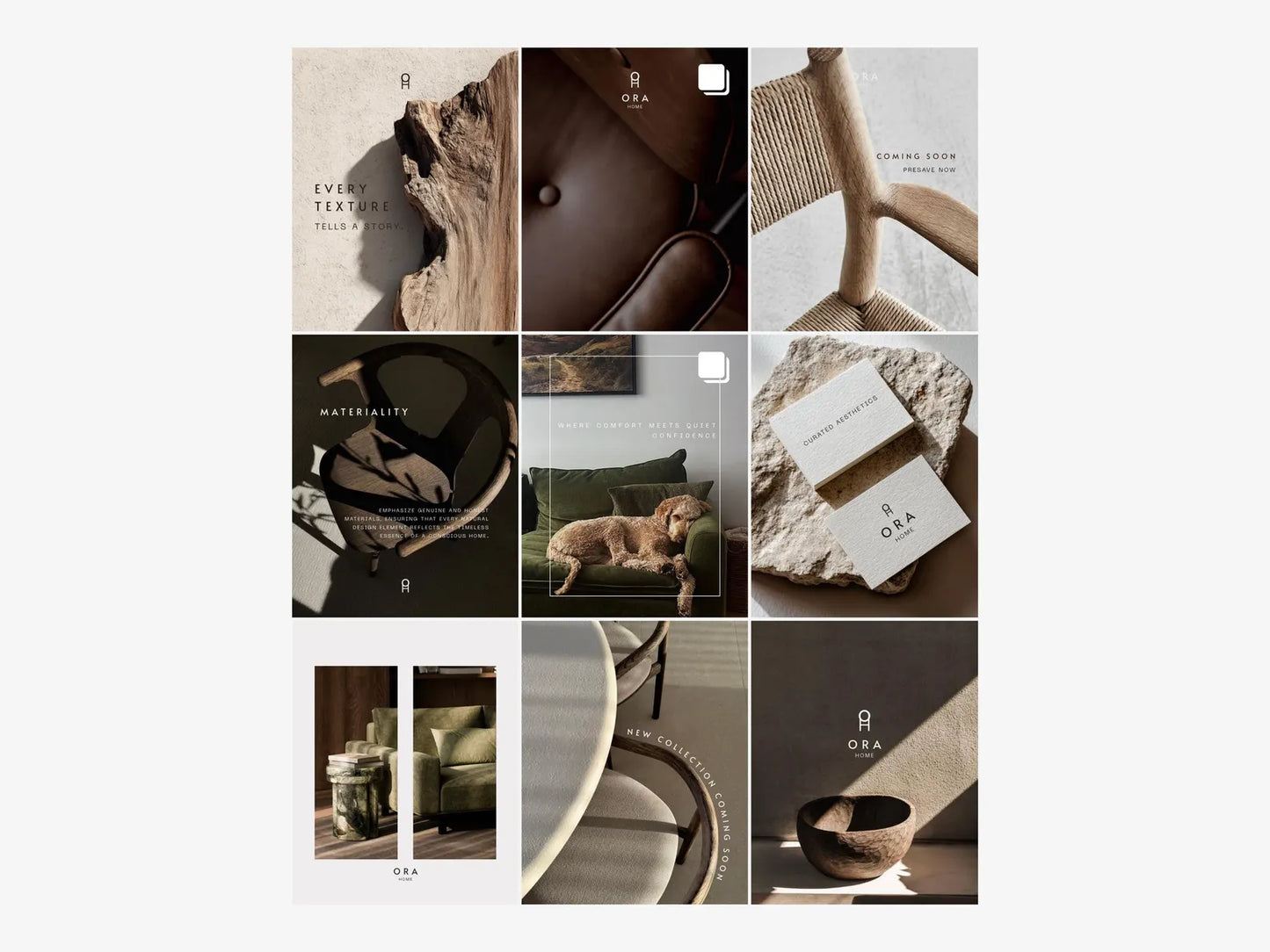 Interior Design Social Media Pack |  Brutalist Editorial [48 Posts]