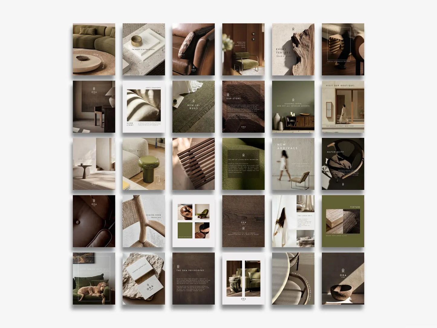 Interior Design Social Media Pack |  Brutalist Editorial [48 Posts]