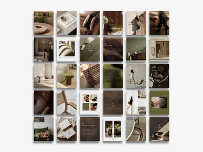 Interior Design Social Media Pack |  Brutalist Editorial [48 Posts]