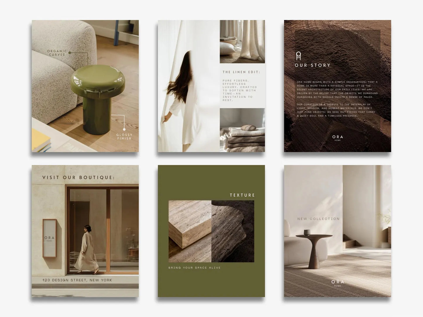 Interior Design Social Media Pack |  Brutalist Editorial [48 Posts]