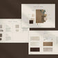 Set of interior design swatch books on a brown background
