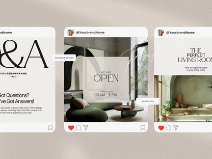 Interior Design Social Media Pack | Minimalist Editorial [85 Posts]