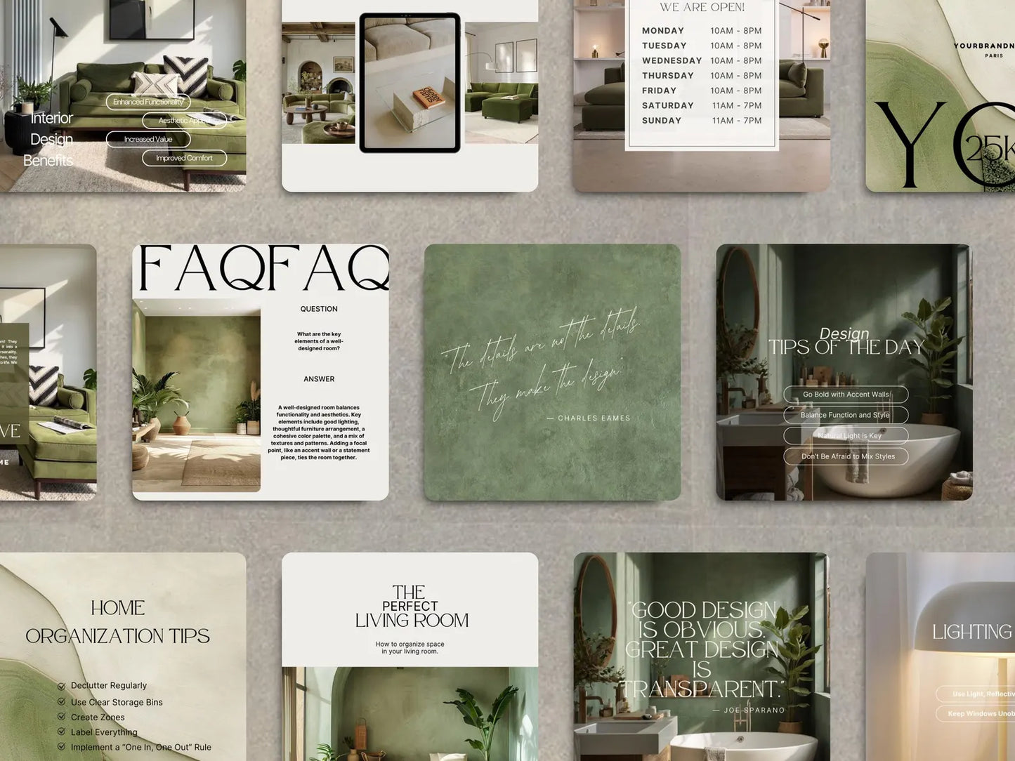 Interior Design Social Media Pack | Minimalist Editorial [85 Posts]