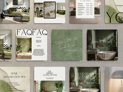 Interior Design Social Media Pack | Minimalist Editorial [85 Posts]