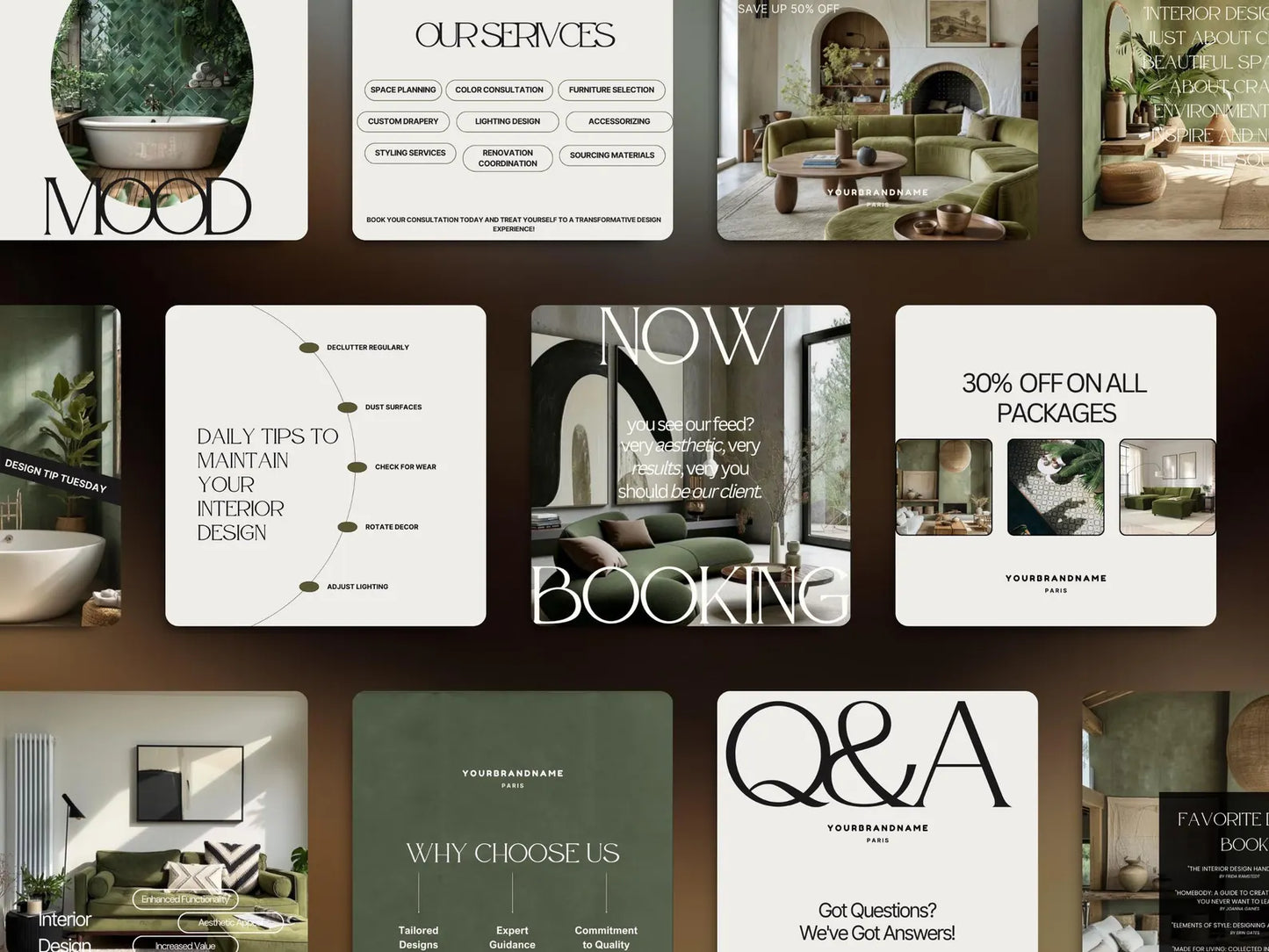Interior Design Social Media Pack | Minimalist Editorial [85 Posts]