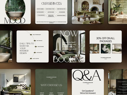 Interior Design Social Media Pack | Minimalist Editorial [85 Posts]