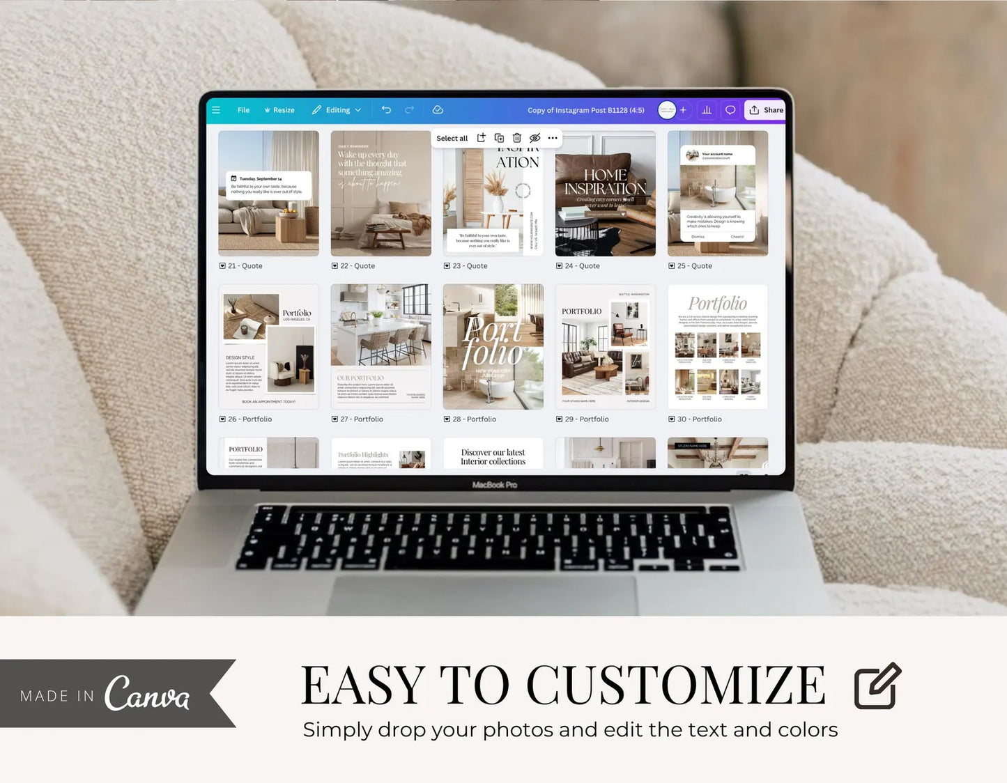 Interior Design Social Media Pack | Coastal Luxury [200 Posts]