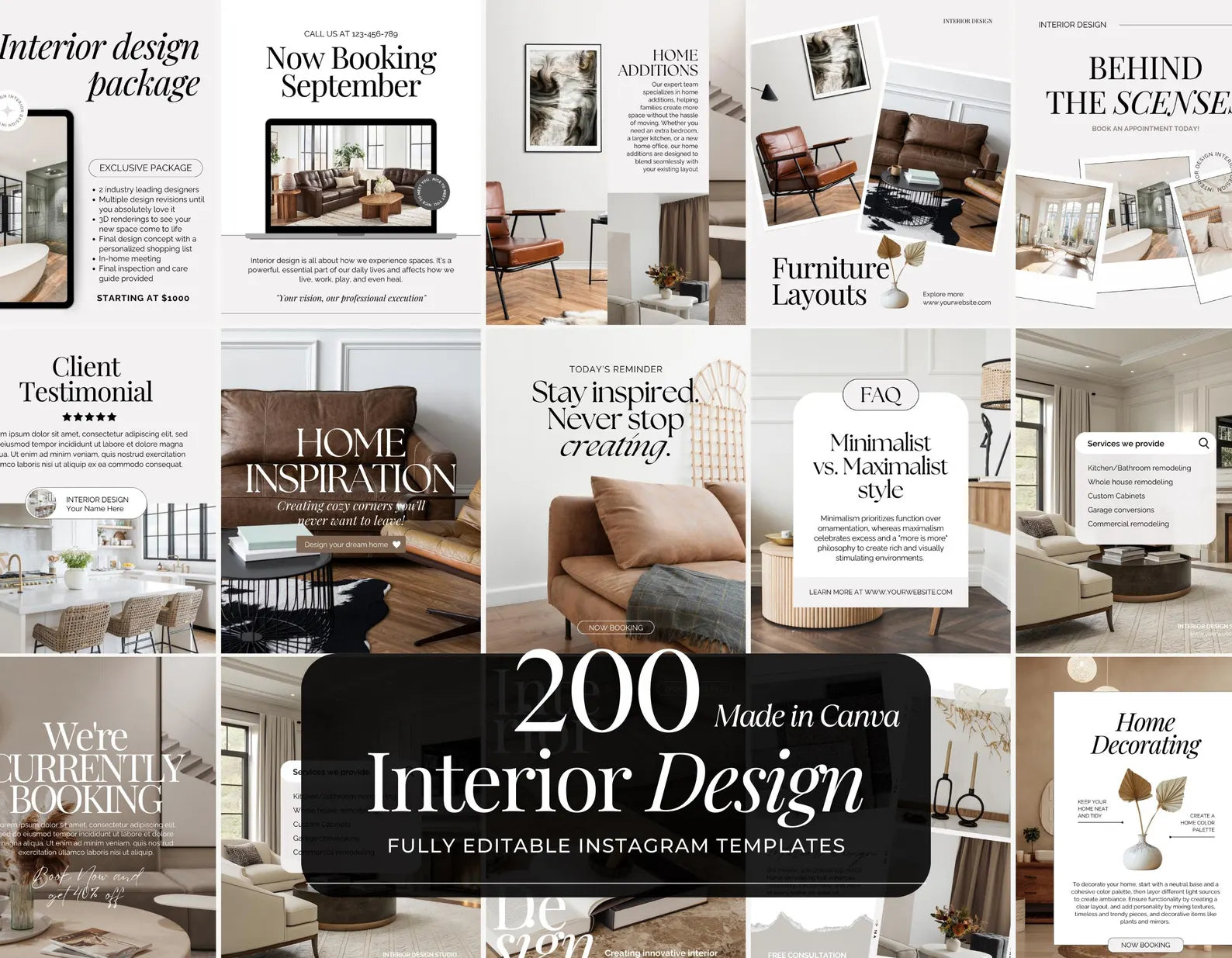 Collage of interior design magazine pages with various layouts and styles.