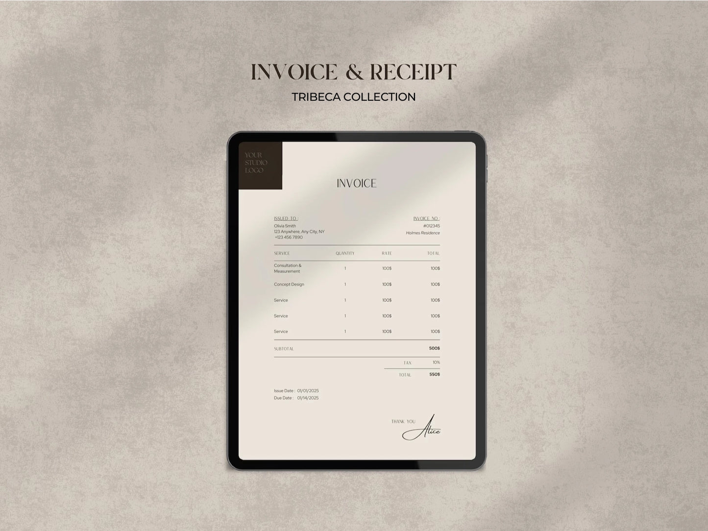TRIBECA | Invoice and Receipt Templates