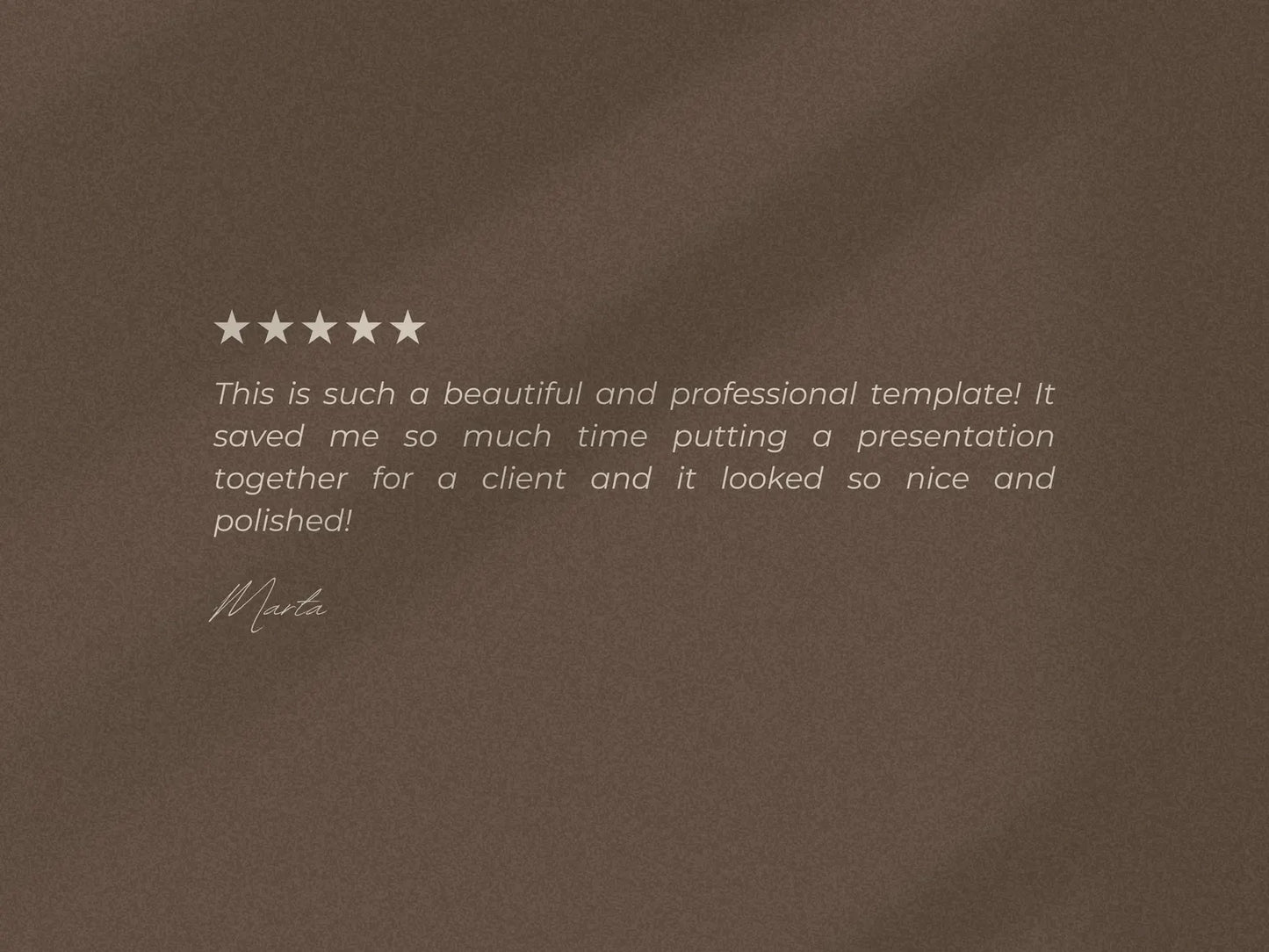 Five-star rating feedback on a brown textured background