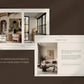 Design layout with placeholders for images on a brown background