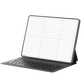 Tablet with keyboard cover displaying grid pattern on screen