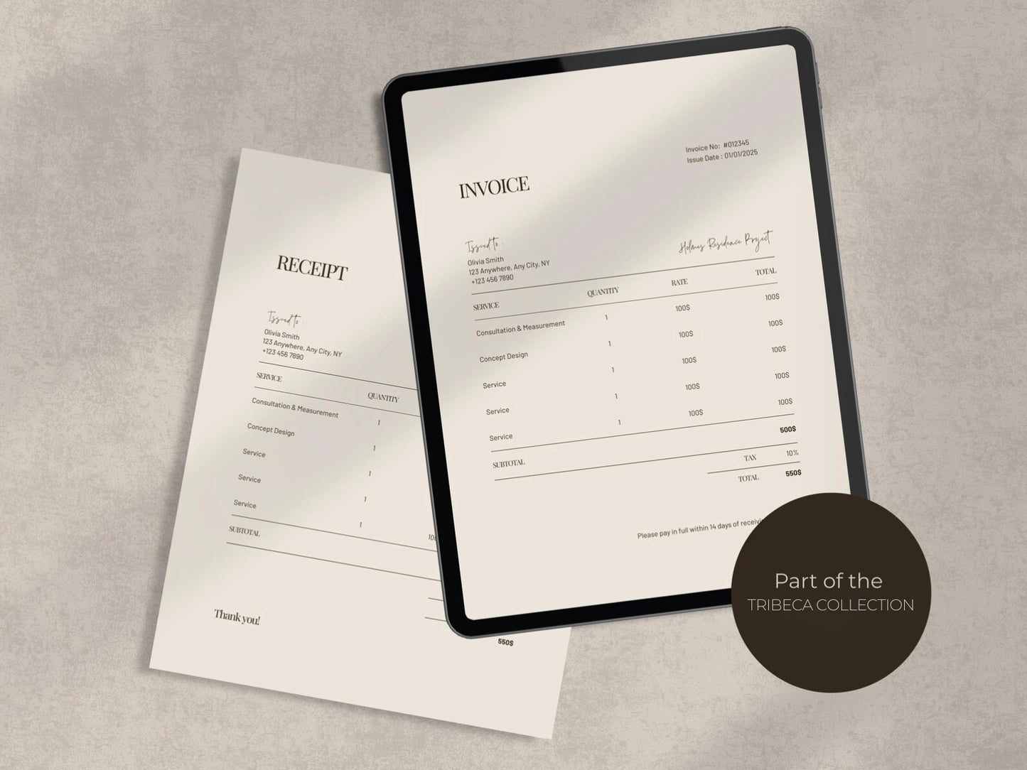 TRIBECA | Invoice and Receipt Templates