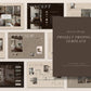 Collection of interior design project proposal templates with various sections.