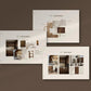 Three design boards on a brown background