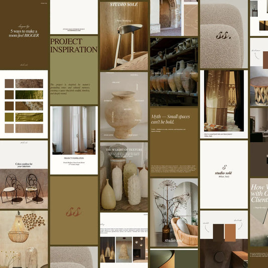 Interior Design Social Media Pack | Neutral Brown Concrete [108 Posts]