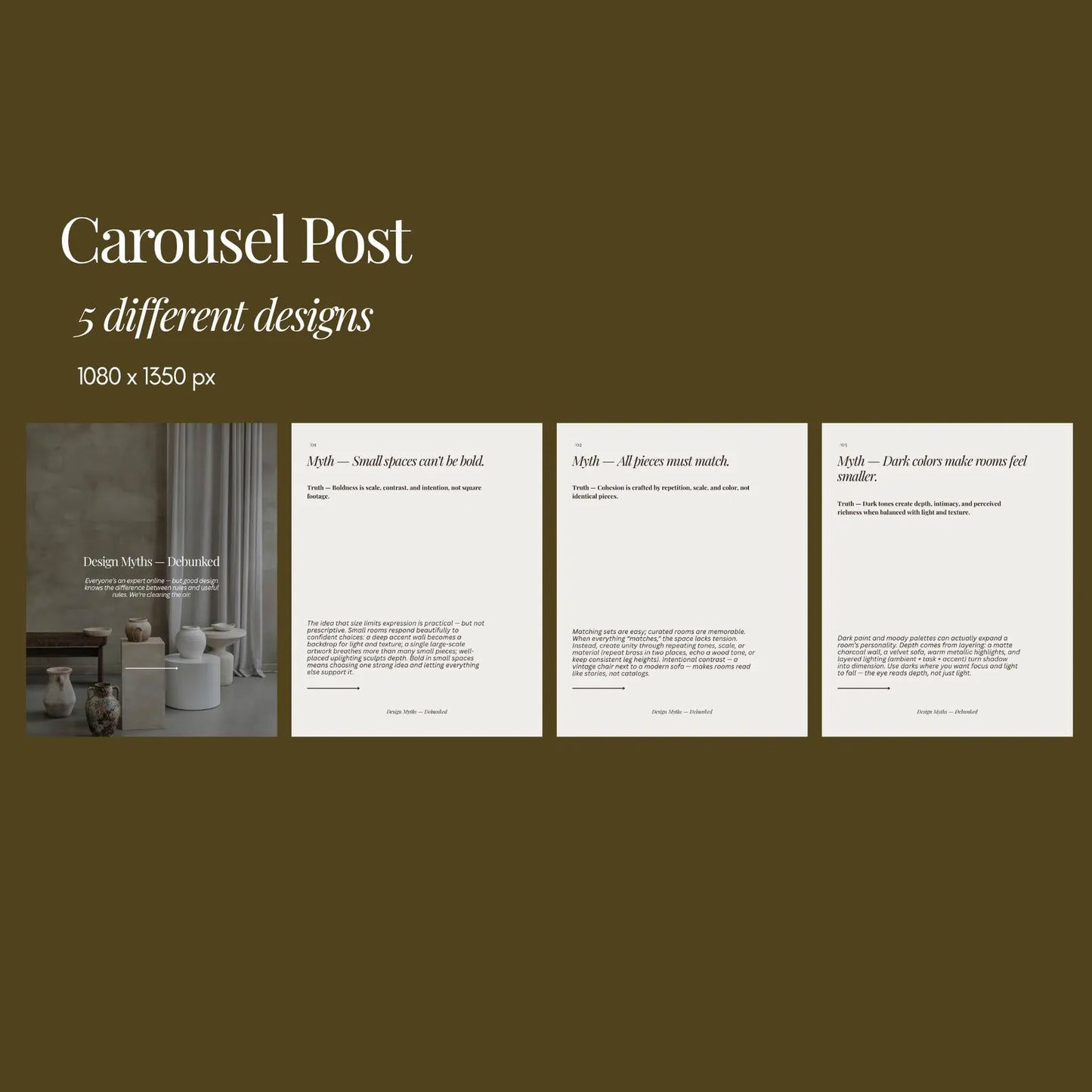 Interior Design Social Media Pack | Neutral Brown Concrete [108 Posts]