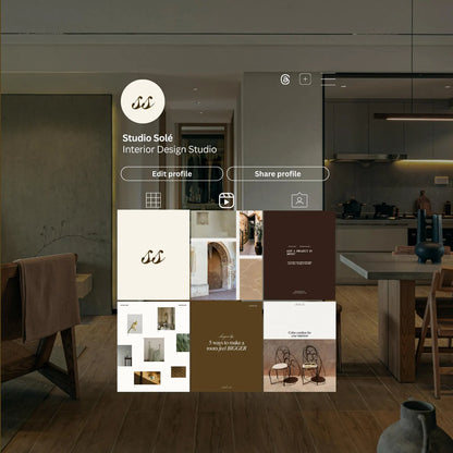 Interior Design Social Media Pack | Neutral Brown Concrete [108 Posts]