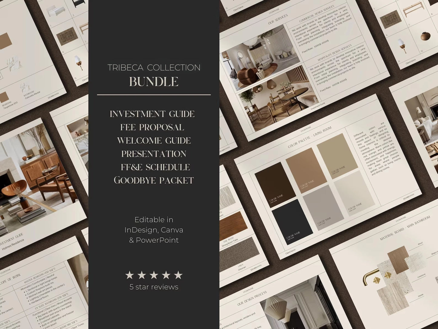 Tribeca Collection Bundle with investment guide, welcome guide, and other documents on a dark background.