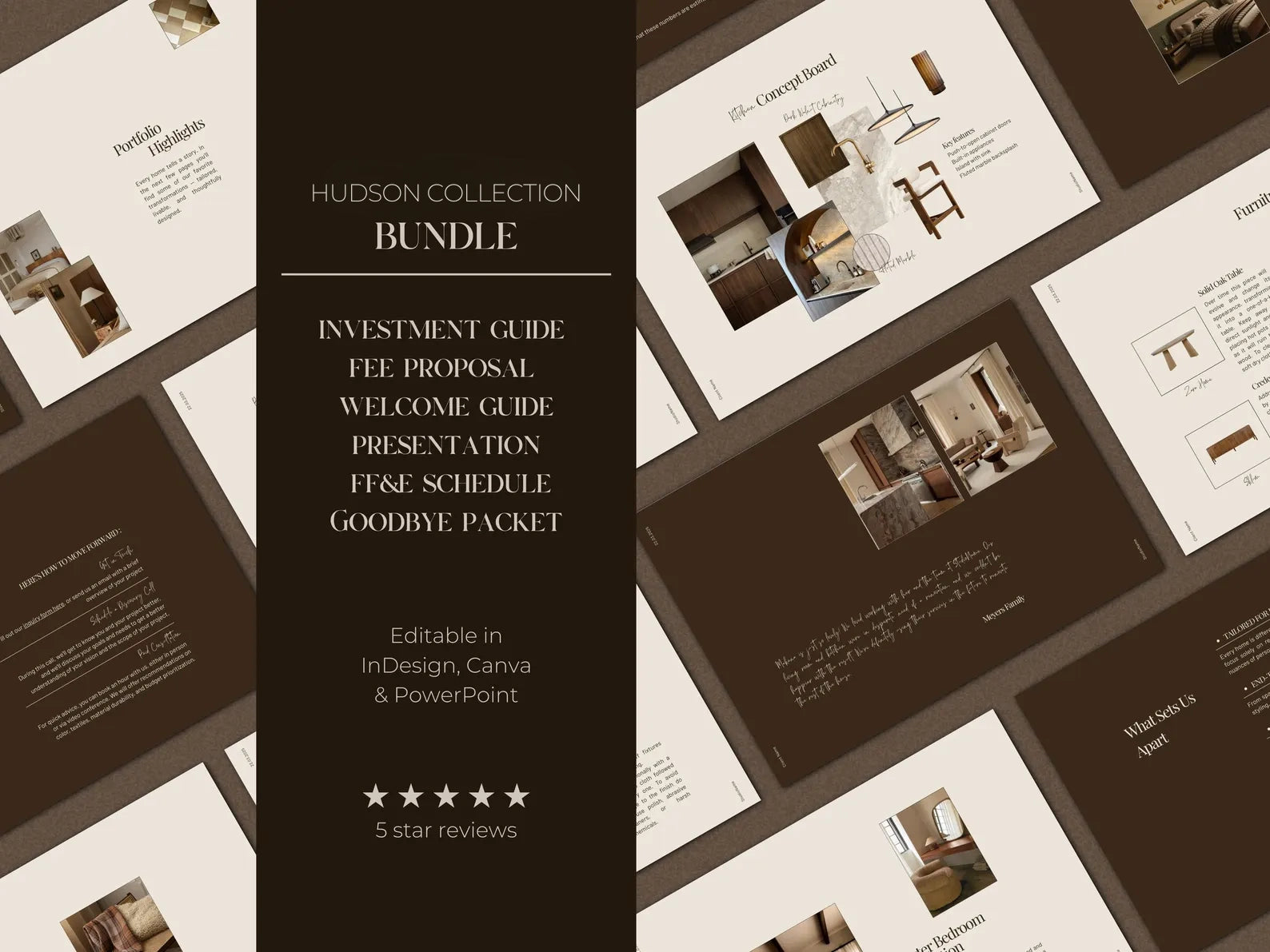 Hudson Collection Bundle with investment guide, fee proposal, welcome guide, and other documents.