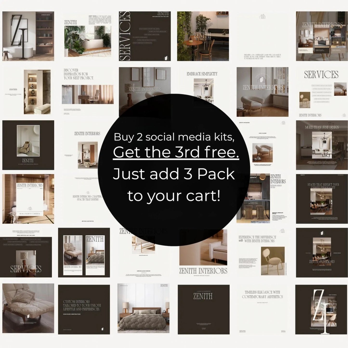 Interior Design Social Media Pack | Zenith Studio [30 Posts]