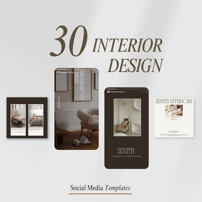 Interior Design Social Media Pack | Zenith Studio [30 Posts]