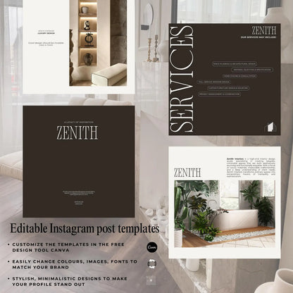 Interior Design Social Media Pack | Zenith Studio [30 Posts]